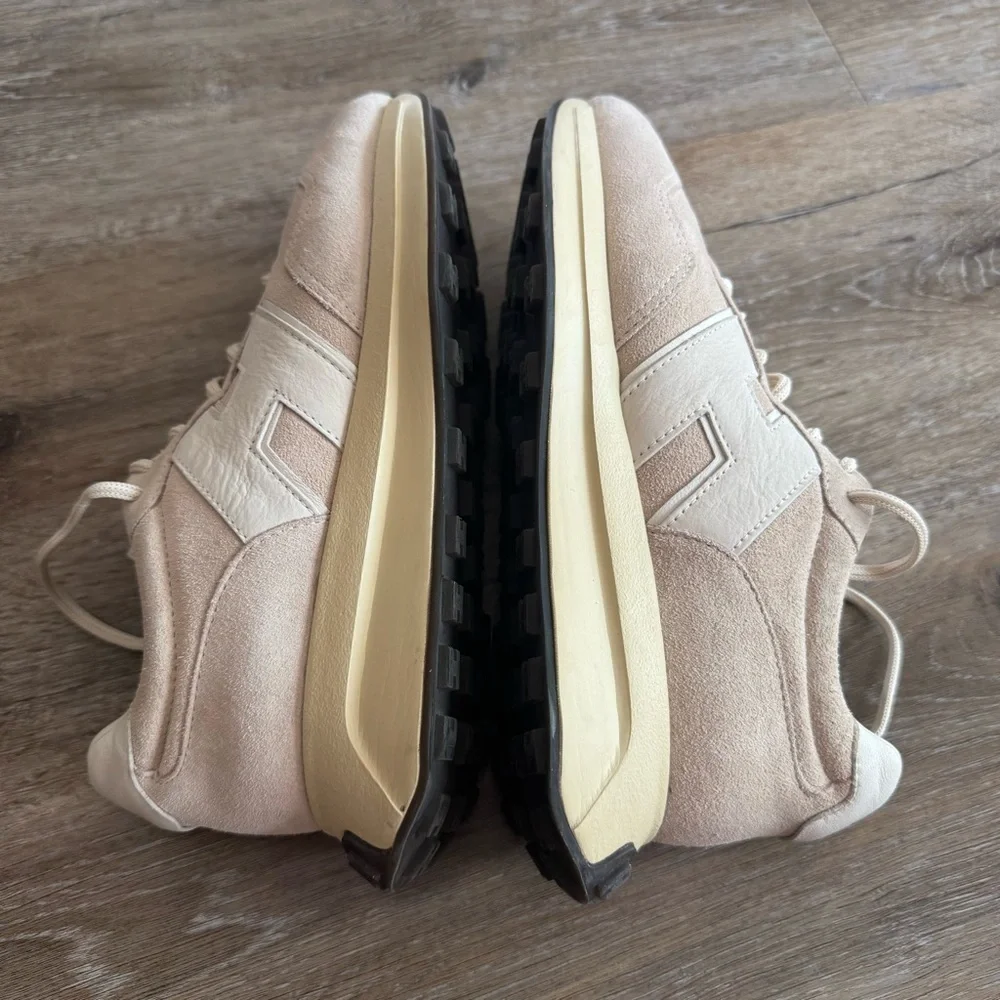 Hogan H641 Women's Suede Sneakers Shoes Size 38 Beige Memory Foam Wedge Italy